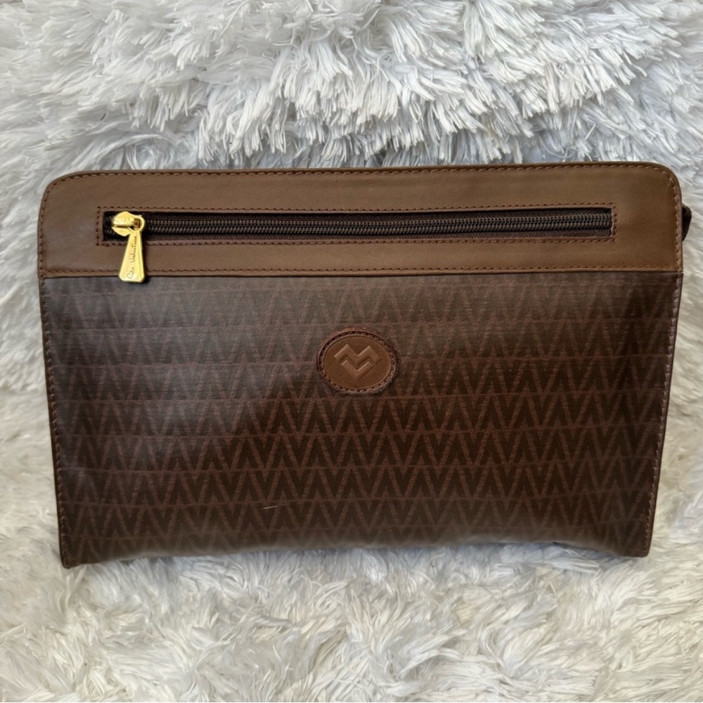 Mario Valentino Brown Leather Clutch